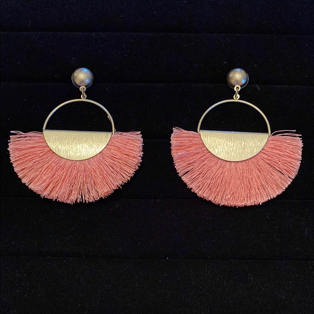 Elegant Pink Tassel Earrings